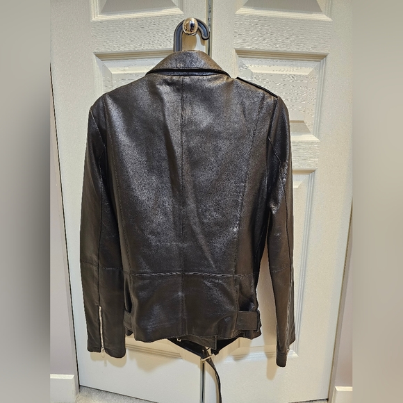 Zara Leather Jacket Black Sz S - Picture 3 of 5